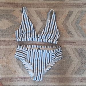 Splendid Brand Striped High-Waist Bikini